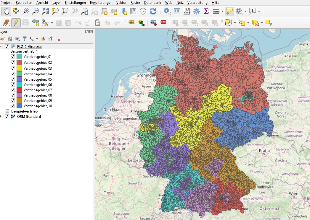 Vertriebsgebiete QGIS